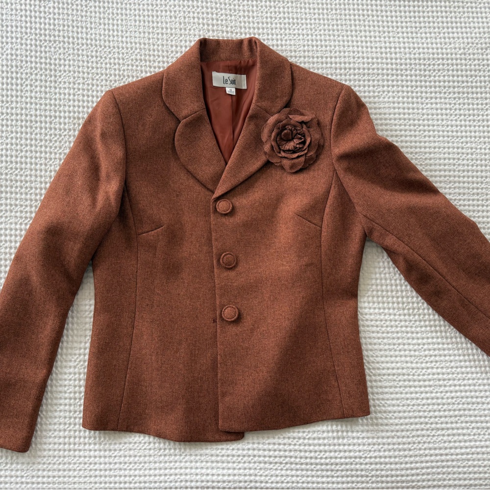 Le Suit Rust Blazer with Floral Detail